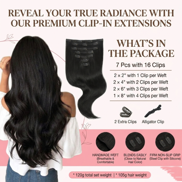 20 Inch Clip In Hair Extensions Real Human Hair Remy