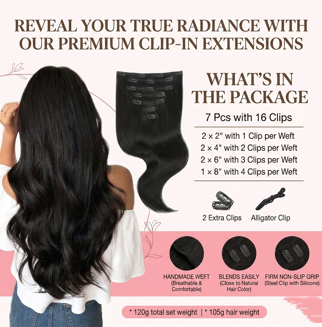 20 Inch Clip In Hair Extensions Real Human Hair Remy