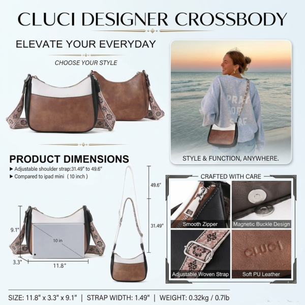 CLUCI Purses for Women Leather Crossbody Bags for Women Crossbody Purse Shoulder Bag for Women with Adjustable Strap
