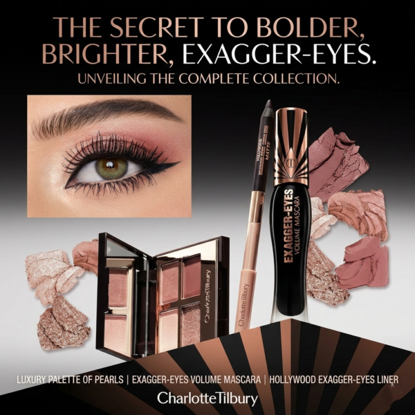 Charlotte Tilbury Bigger, Brighter Eyeshadow Palette Shimmer & Satin Matte Eyeshadow Quad with a Rich Powder Formula Includes 4 Complementary Shades Exagger Eyes