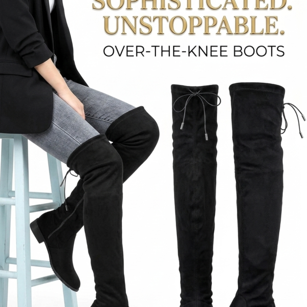 Greatonu Women's Over Knee High Boots Warm Winter Long Boot with Side Zipper Back Lace Fashion Thigh High Boots