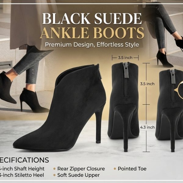 Greatonu Women's High Heel Boots Sexy Stiletto V Shape Pointy Toe Ankle Booties