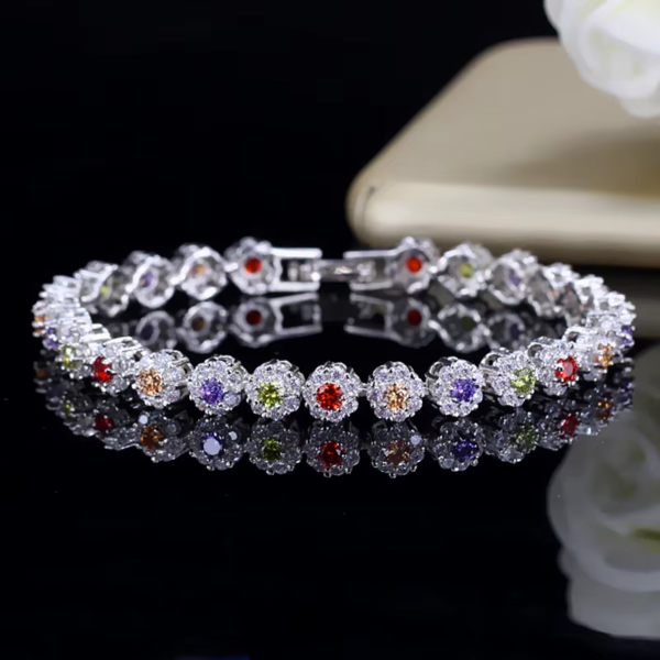 Trendy Green and White Cubic Zirconia Stone Silver Color Tennis Bracelets | Dress Jewelry Accessories | Gift for Women