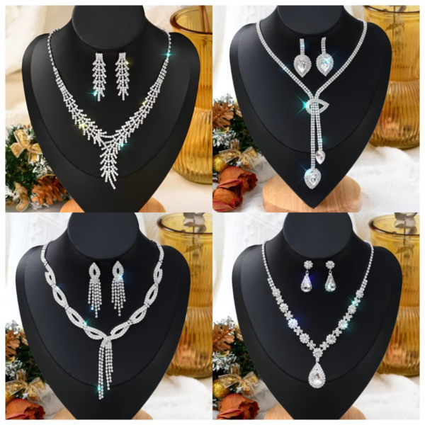 1 Set Of Fashionable Copper Inlaid Claw Chain Necklace, Earrings, Jewelry Set, Women's Wedding Banquet Party Daily Necessities