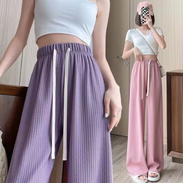 Autumn New Elastic Waist Drawstring | Casual Straight Sporty | Casual Wide Leg Pants | Solid All Match Basic Trousers | Women Clothes