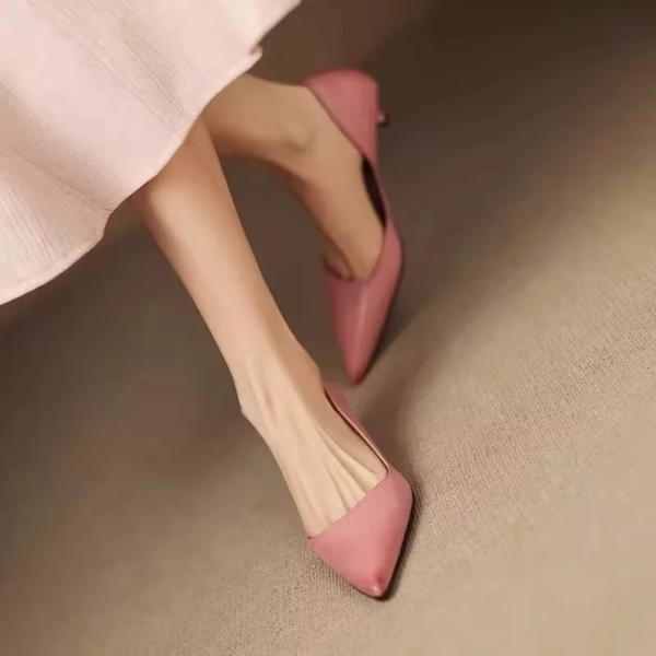 Women's Pointed Toe Stiletto Heels Fashion Versatile Sexy Light Mouth Side Air Heel Single Shoes