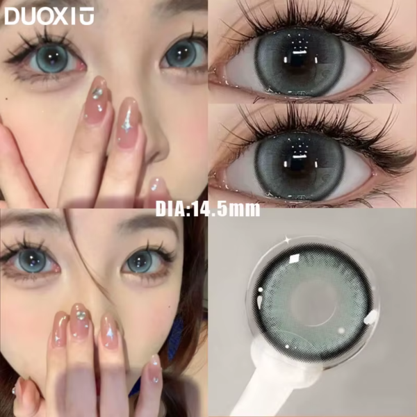 DUOXIU 1Pair New Color Contact Lens Korea Pupils Nature High Quality Myopic Gray Lens Blue  Eyes   0 00 to  8 00 Diopter Lenses