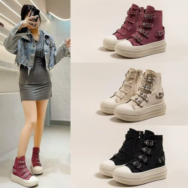 Canvas Shoes Women's Spring and Summer 2026 New Casual Versatile High top Platform Heightened Small Board Shoes