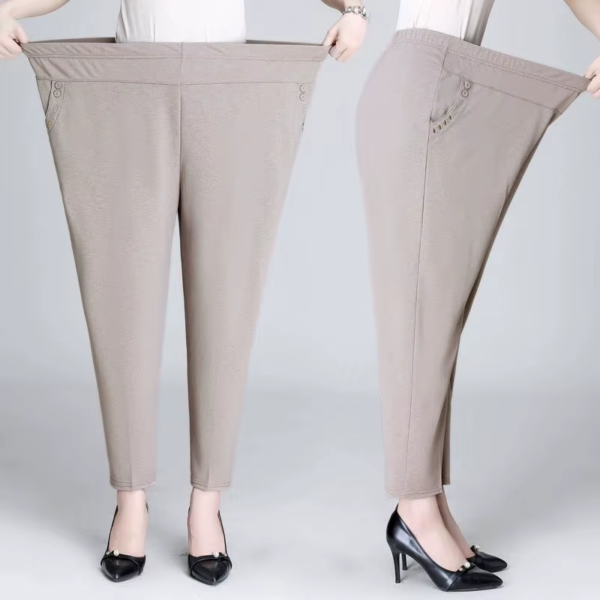 5XL 6XL 7XL 8XL Women Summer Pants Plus size | Elastic High Waist Casual Ninth Pants | Middle aged Elderly Female | Straight Mom Pants