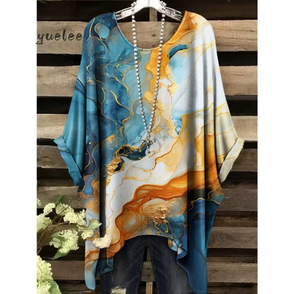 Bohemian Chic Oversized Trendy Ethnic Prints Irregular Hem O Neck | Y2k Clothes Fashion | Woman Clothes | Versatile Women's Clothing